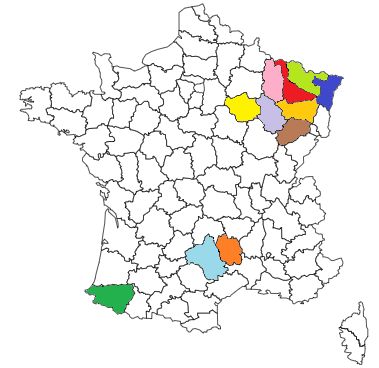 Répartition
     des ascendants par départements français